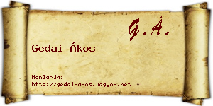 Gedai Ákos névjegykártya